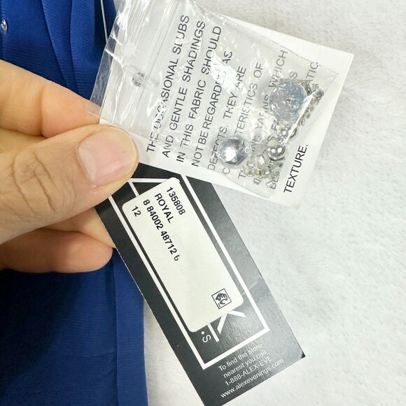 Alex Evenings Cap Sleeve Embellished Dress Size 12 NWT Royal Blue MOTB Wedding - Picture 12 of 12